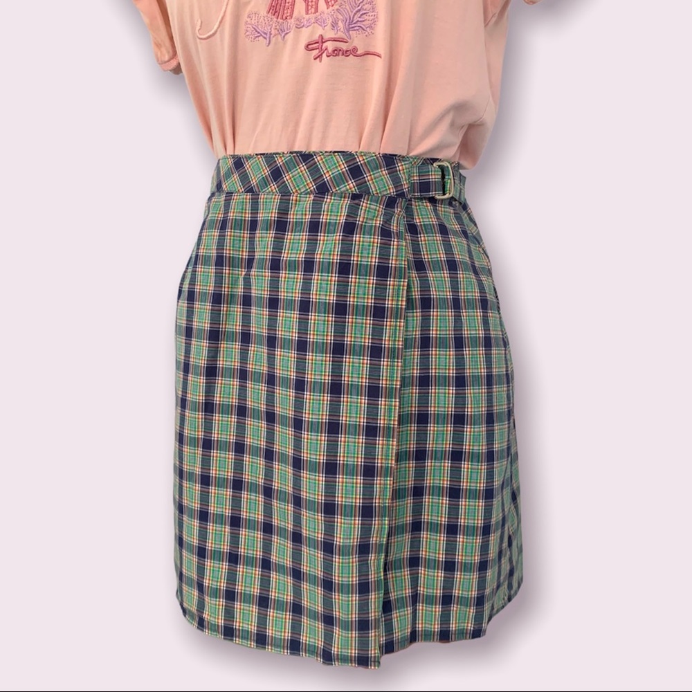 Y2k plaid wrap skirt